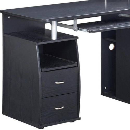 47" Espresso Wood Pedestal Computer Desk With Two Drawers