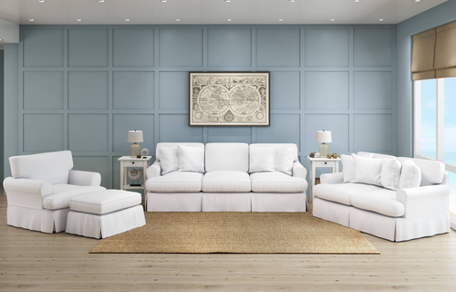 Sunset Trading Horizon Replacement Slipcover Only for T-Cushion Loveseat | Warm White