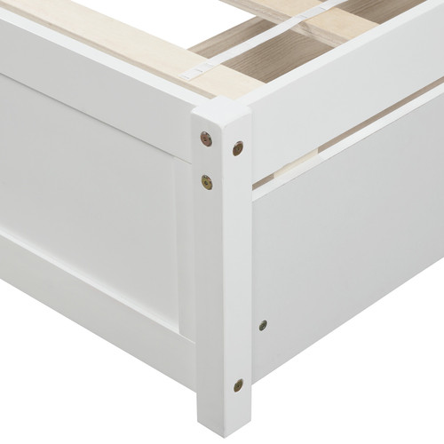 White Wood Twin Bed Frame With Drawers
