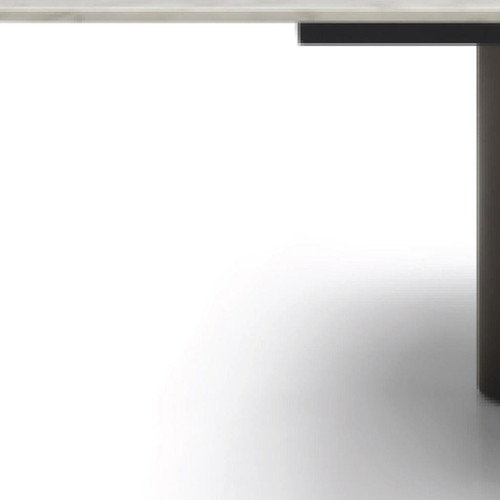 108" White and Black Marble and Stainless Steel Dining Table