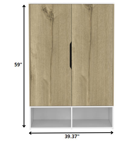 39" Natural Wood Accent Cabinet With Two Doors