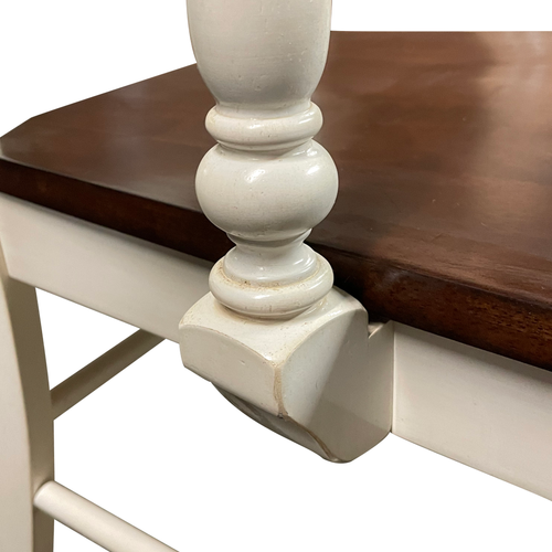 Sunset Trading Andrews Napoleon Dining Chair with Arms | Two Tone Antique White Chestnut Brown Solid Wood | Set of 2