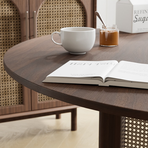 46" Walnut Wood Rounded Bar Table