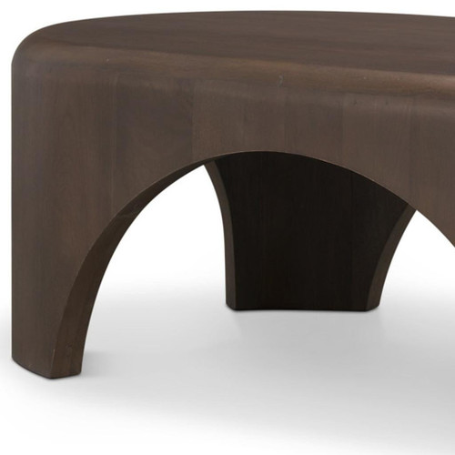 48" Brown and Gray Solid Wood Oval Coffee Table