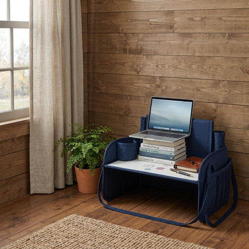 18" Blue Heavy Duty Plastic H-Shape Writing Desk