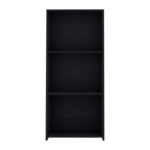 47" Black Wood Three Tier Bookcase