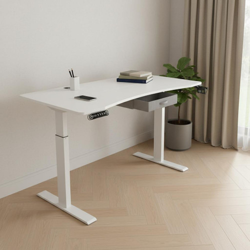 63" Adjustable White Standing Desk