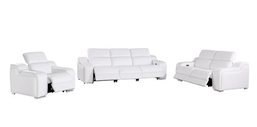 Three Piece White Leather Six Person Seating Set