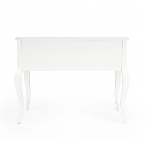 40" White Acacia Wood Writing Desk With Five Drawers