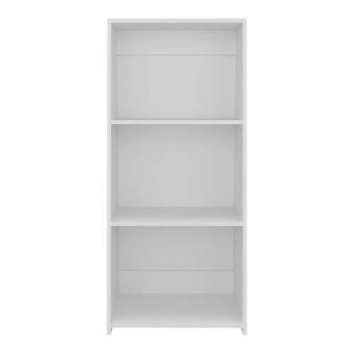47" White Wood Three Tier Bookcase