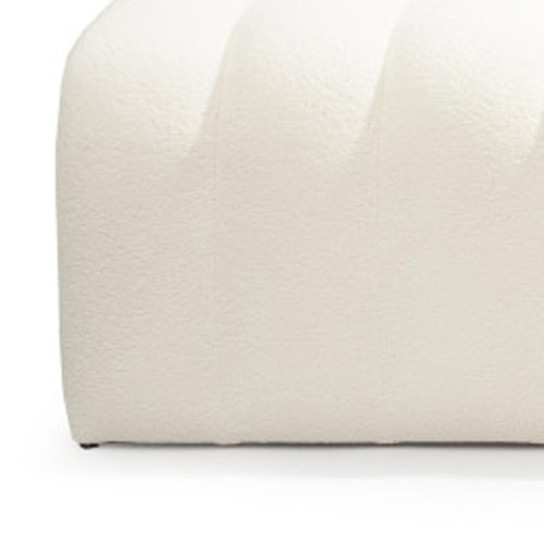 59" White and Brown Boucle and Wood Upholstered Bench