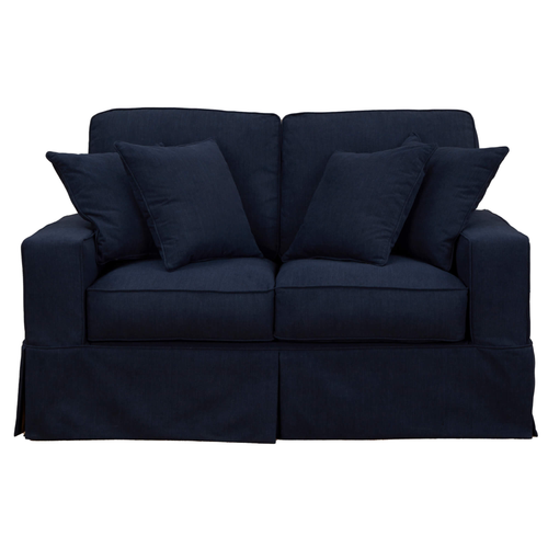Sunset Trading Americana Replacement Slipcover Only for Box Cushion Track Arm Loveseat | Performance Fabric Washable Water-Resistant Stain-Proof | Navy Blue