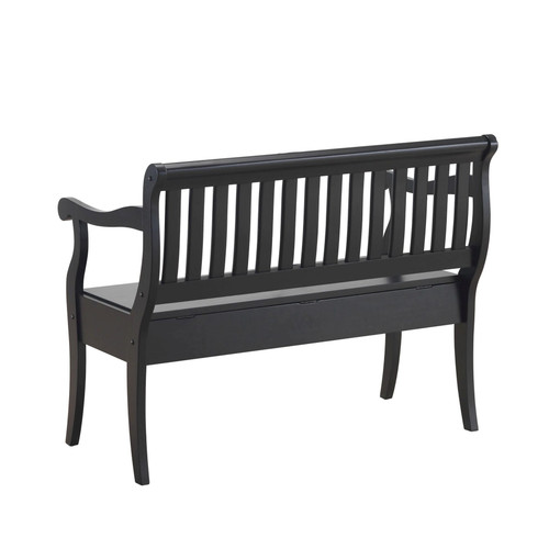 42" Black Solid Wood Distressed Storage Bench With Flip Top