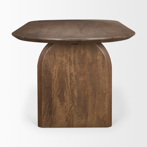 87" Brown Solid Wood Double Pedestal Base Oval Dining Table