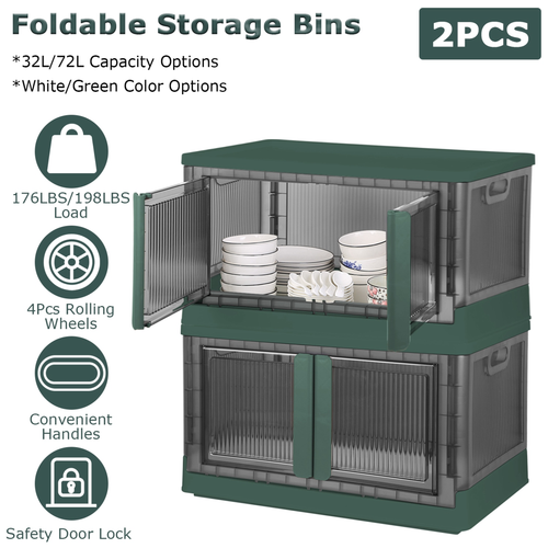 2Pcs 32L Foldable Storage Bins