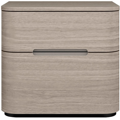 20" Beige Wood Two Drawer Nightstand