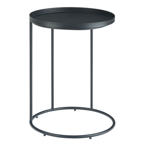 23" Black Metal Round End Table