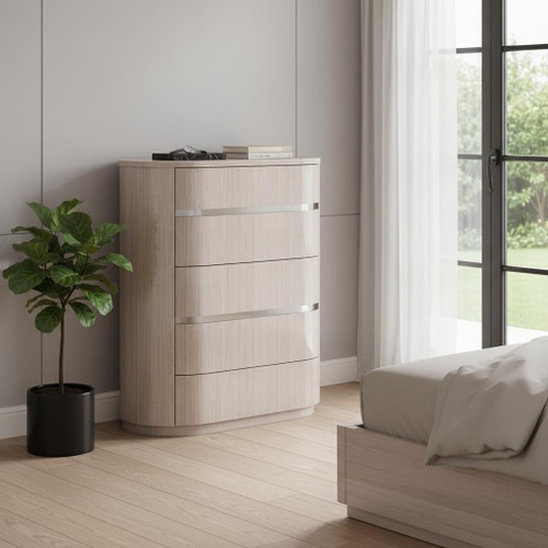 40" Beige Wood Four Drawer Dresser