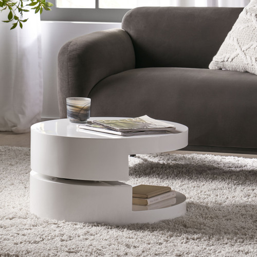 30" White Wood Round Pedestal Coffee Table