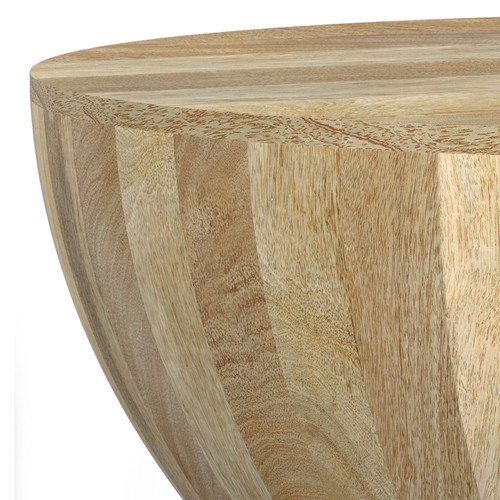 34" Natural Solid Wood Round Solid Coffee Table