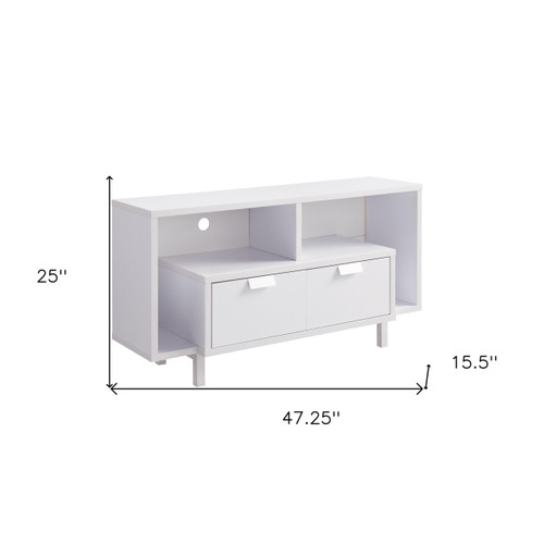47" White Wood Enclosed and Open Storage TV Stand