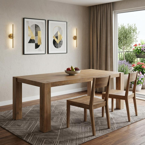 88" Brown Solid Wood Dining Table