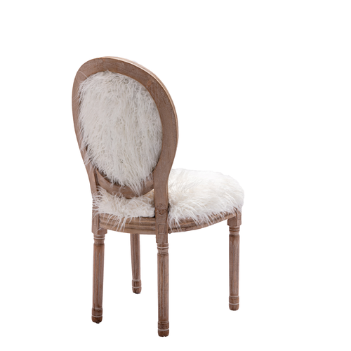 Faux Fur French Dining Chair with rubber legs
