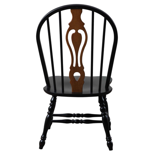 Sunset Trading Black Cherry Selections Keyhole Windsor Dining Side Chairs | Antique Black Cherry Distressed Solid Wood | Set of 2 | Fully Assembled