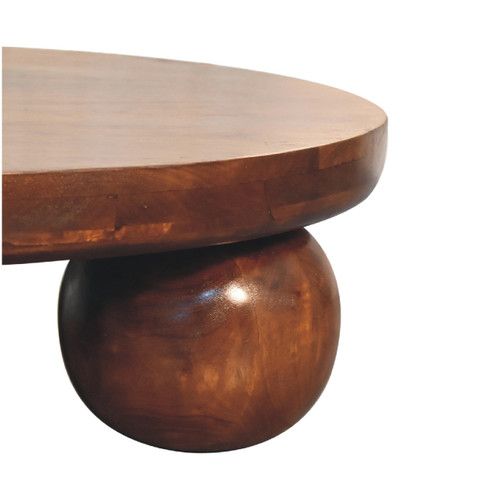 32" Chestnut Solid Wood Round Coffee Table