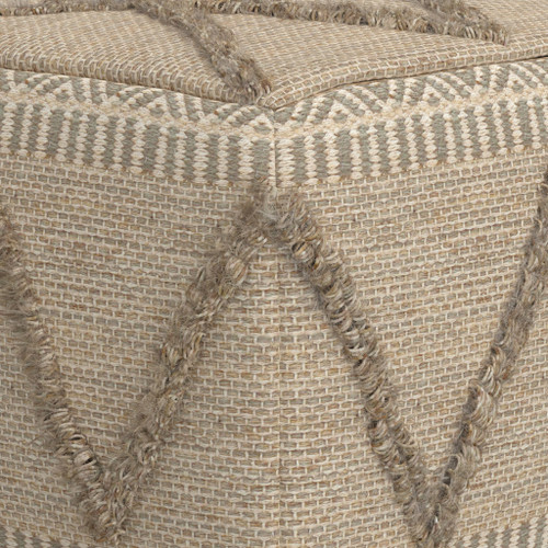 18" Brown Wool Pouf Ottoman