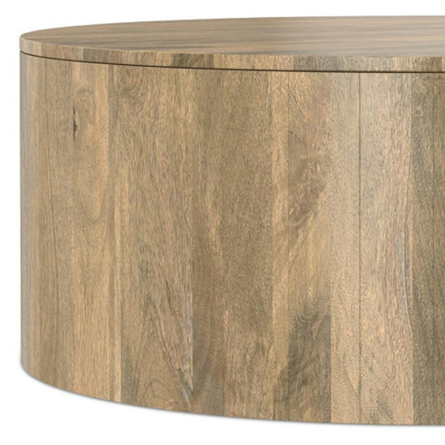 36" Brown Solid Wood Round Solid Coffee Table