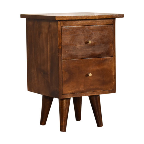 20" Chestnut Solid Wood Two Drawer Nightstand