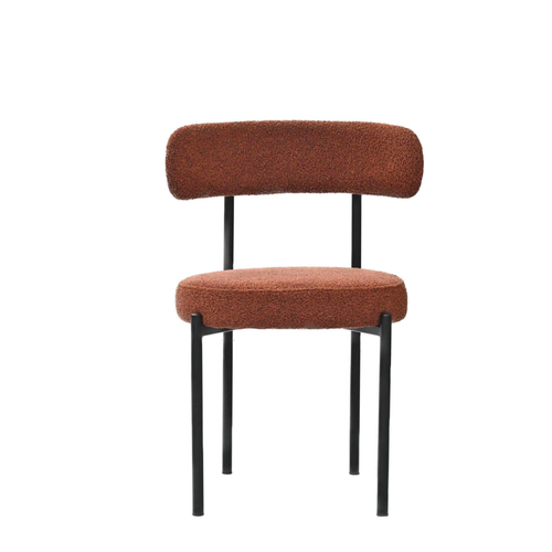 Set of 2 Mid-Century Modern Boucle Dining Chairs