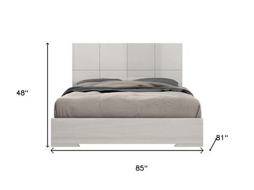 Gray Inlaid Panels Wood King Bed Frame
