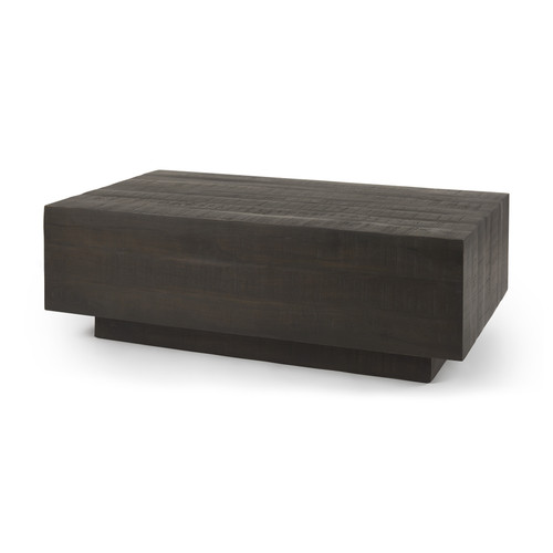 48" Dark Brown and Brown Solid Wood Block Coffee Table