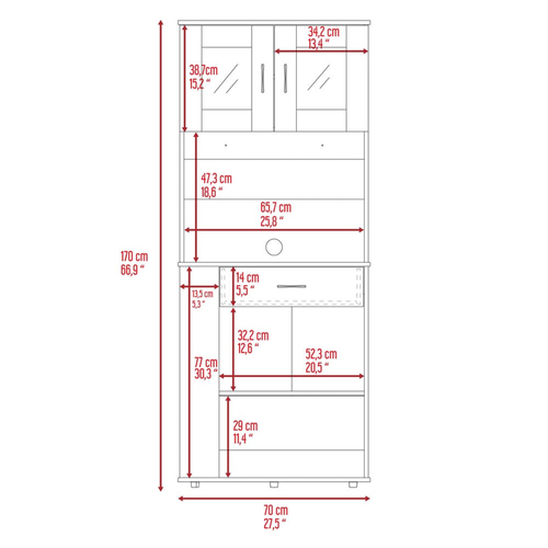 Capienza Pantry Cabinet, Two Shelves, Double Door, One Drawer