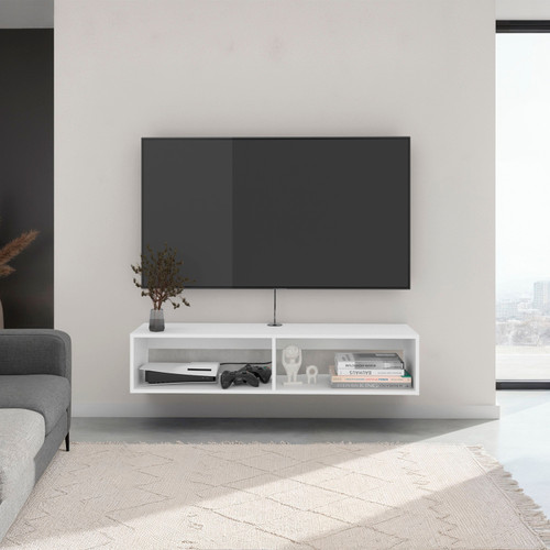 48" White Wood Fireplace Entertainment Center