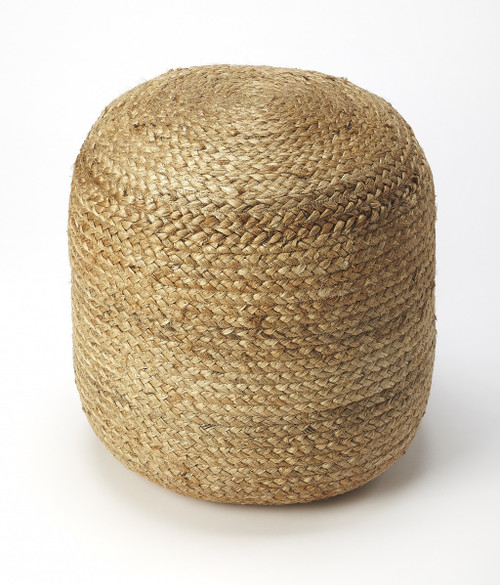 Homeroots Living Room Bohemian Bullet Jute Pouf Ottoman