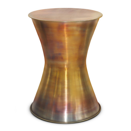 20" Antiqued Brass Metal Round End Table
