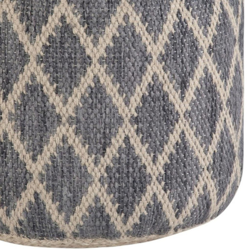 18" Gray Jute Round Pouf Ottoman