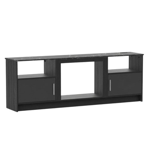 70" Black Wood Fireplace Entertainment Center With Fireplace