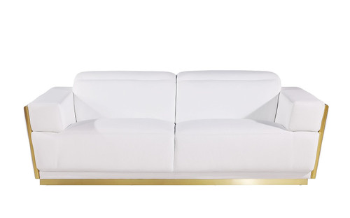 Three Piece White Italian Leather Six Person Seating Set