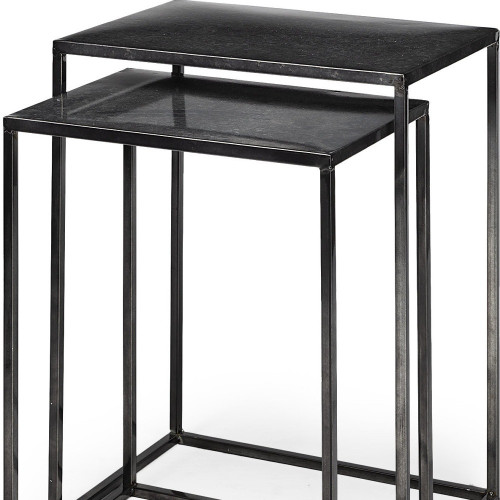 Set of Two Black Iron Nested Tables
