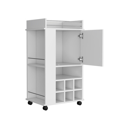16" White Wood Bar Cart