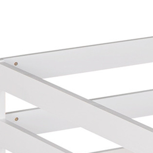 White Four Poster Solid Wood Twin Loft Bed With Slide