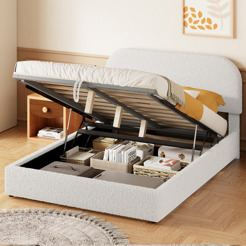 White Tufted Upholstered Full Bed Frame
