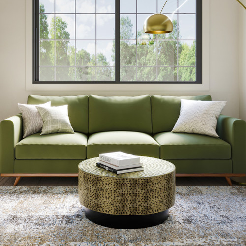 30" Black Iron Round Solid Coffee Table