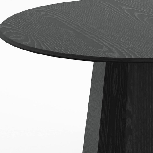 52" Black Solid Wood Pedestal Base Round Top Dining Table