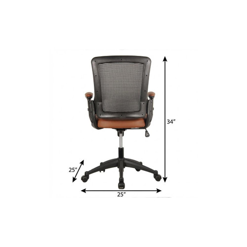 Brown Adjustable Height Swivel Rolling Office Chair