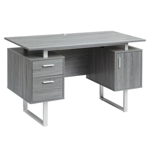 51" Gray Wood Computer Desk With Two Drawers